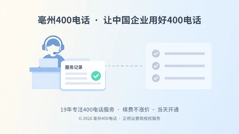 企业400电话服务记录与人员交接的左图右文式扁平插画